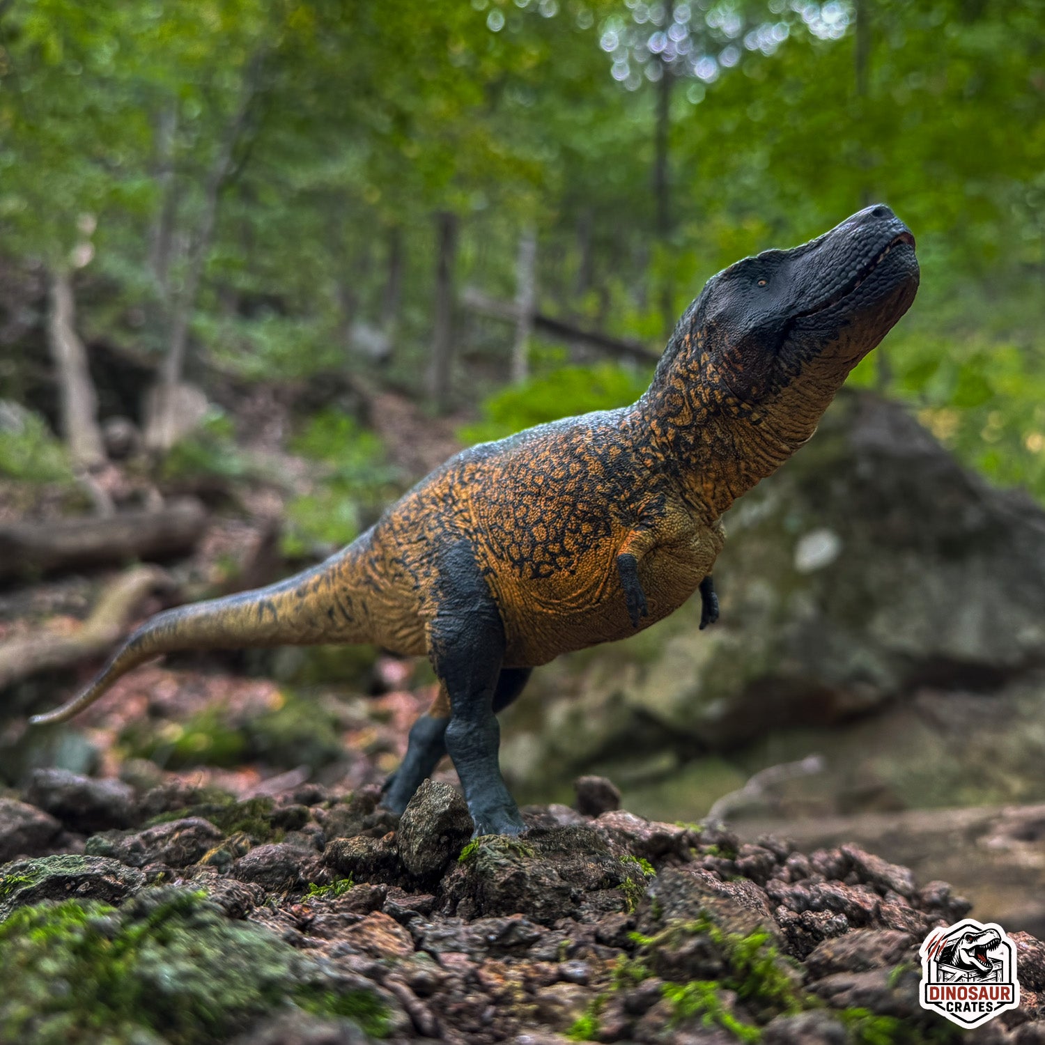 Eofauna Tyrannosaurus Rex Sue Dinosaur toy figure in a forest setting
