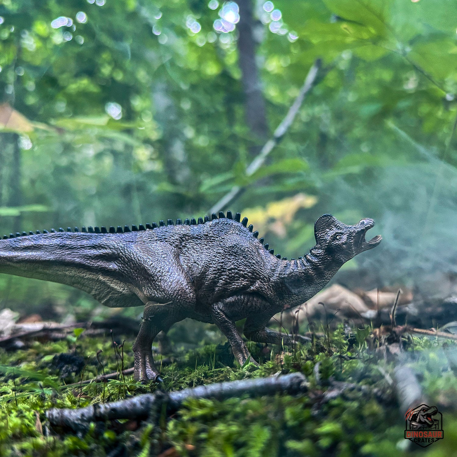 Papo Corythosaurus Dinosaur figure in a forest setting