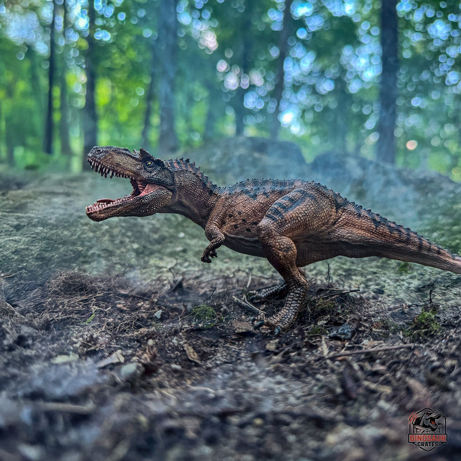 Papo Gorgosaurus Dinosaur figure in a forest setting